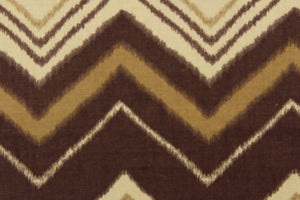 This fabric features a chevron design in varying shades of brown.