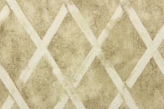 This fabric features a geometric diamond design in brown tone and off white. 