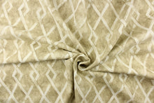 Load image into Gallery viewer, This fabric features a geometric diamond design in brown tone and off white. 
