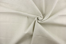 Load image into Gallery viewer,  This fabric features gray stripes on a white background. 
