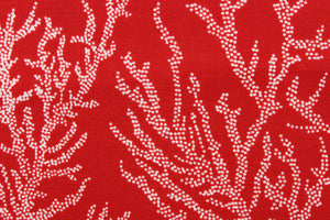 This fabric features white seacoral on a red background and is perfect for any project where the fabric will be exposed to the weather.