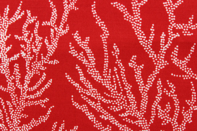 This fabric features white seacoral on a red background and is perfect for any project where the fabric will be exposed to the weather.