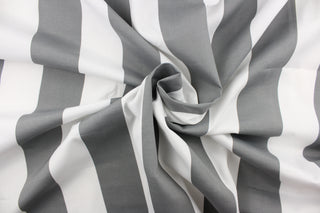 This wide striped fabric in gray and white is perfect for your outdoor décor.