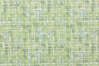 This fabric has a unique design in varying green with hints of blue and white. This fabric has a distress look to it.