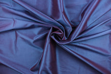 Load image into Gallery viewer, This taffeta fabric is in an iridescent blueish purple
