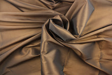Load image into Gallery viewer, This taffeta fabric in a iridescent dark khaki. 
