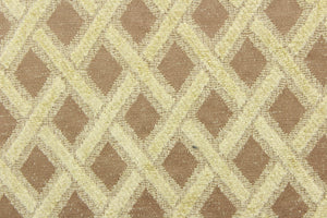 This hard wearing, textured chenille fabric features a lattice design in taupe and beige and would be a beautiful accent to your home decor. 