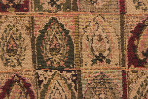 This hard wearing, textured chenille fabric features spades shapes in red, green and brown.  