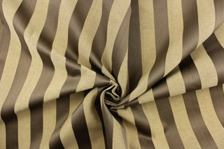  This yarn dyed fabric features a striped pattern in coffee and dark beige.  This fabric would enrich any room whether you use it for drapery or an accent chair.  It is also perfect for throw pillows, home décor.  The possibilities are endless. 