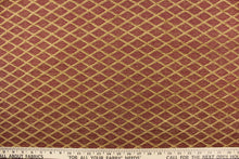 Load image into Gallery viewer, This hard wearing, textured chenille fabric features gold diamonds on a rust colored background. 
