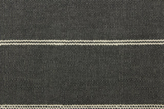 This fabric features a horizontal stripe design in pale gray against a dark gray. 