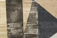 Load image into Gallery viewer, This fabric features and geometric  design of angles in gray, khaki, white and pale blue .
