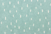 Load image into Gallery viewer, This calming fabric features cream colored raindrops on a seafoam background. 
