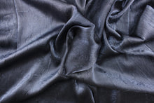 Load image into Gallery viewer, This taffeta fabric features a crinkle in iridescent in a dark gray blue . 
