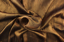 Load image into Gallery viewer, This taffeta fabric features a crinkle in iridescent brown copper. 
