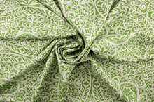 Load image into Gallery viewer, This fabric features medallion design in green and natural.
