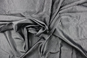  This taffeta fabric features a crinkle design in a rich silver gray.