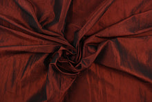 Load image into Gallery viewer, This taffeta fabric features a crinkle in a deep iridescent red. 
