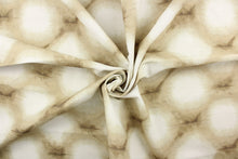 Load image into Gallery viewer, This fabric features a geometric design in shade of brown and white.
