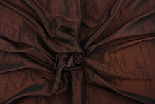 Load image into Gallery viewer, This taffeta fabric features a crinkle in iridescent rich brown. 
