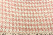 Load image into Gallery viewer, This houndstooth chenille fabric in beige and peony is perfect for accent pillows, throws, blankets, window treatments (draperies and valances), and upholstery projects. 
