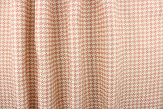 This houndstooth chenille fabric in beige and peony is perfect for accent pillows, throws, blankets, window treatments (draperies and valances), and upholstery projects. 