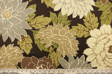 Load image into Gallery viewer,  This fabric features a large floral print design in shades of brown, gray, green and cream. 
