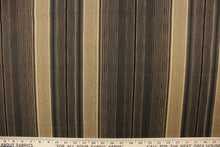 Load image into Gallery viewer,  This heavily striped fabric in brown and gold tones will compliment any home decor theme you have in your home. 
