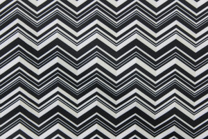 This fabric features a black and white chevron pattern. 