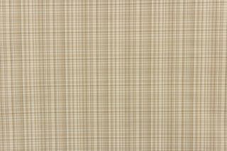 This stunning yarn dyed fabric features a small plaid design in light khaki and beige.