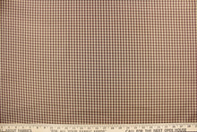 Load image into Gallery viewer, This yarn dye stripe fabric features a small plaid or checkered design in gray, taupe and washout maroon.
