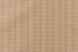 This stunning yarn dyed fabric features a small plaid design in beige, khaki and pale mauve.