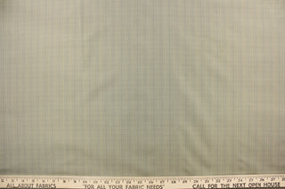 This stunning yarn dyed fabric features a small plaid design in pale green with light blue and gray undertones.