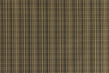 Load image into Gallery viewer, This stunning yarn dyed fabric features a small plaid design in black, and beige.
