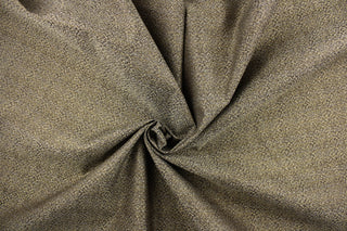 This jacquard fabric in shades of brown, taupe and gold is great for home decor such as multi purpose upholstery, window treatments, pillows, duvet covers, tote bags and more.  