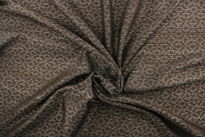 Rushton is from the Hit the Road Collection and features a contemporary design in dark brown and gray.  It is great for home decor such as multi-purpose upholstery, window treatments, pillows, duvet covers, tote bags and more.  It has a soft workable feel yet is stable and durable.