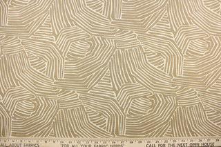 This fabric features a geometric stripe design in a dull white and beige