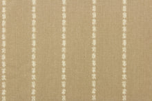 Load image into Gallery viewer, This fabric features a stripe design in off white against a beautiful beige.
