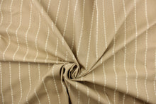 Load image into Gallery viewer, This fabric features a stripe design in off white against a beautiful beige.
