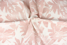 Load image into Gallery viewer, This fabric features a floral design in a pale pink against a white background. 
