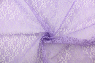 This lace features a woven floral design in  purple  .