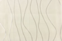 Load image into Gallery viewer, This sheer fabric features wavy line design in white .
