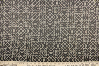  This contemporary geometric jacquard in khaki and smoke gray is great for home decor such as multi purpose upholstery, window treatments, pillows, duvet covers, tote bags and more.  It has a soft workable feel yet is stable and durable with a rating of 15,000 double rubs.  We offer this fabric in several different colors.