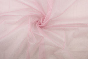 A sheer, semi firm, sparkly tulle in  pink .