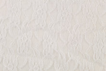 Load image into Gallery viewer, This lace features a woven floral design in white . 
