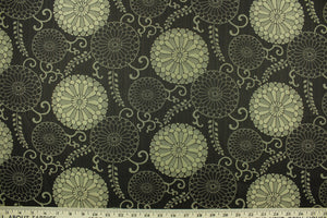 Winona is a beautiful floral print in bronze and brown.  The slight sheen adds to the beauty of the fabric.  Use this multi purpose fabric for drapery, pillows, bedding, placemats, home decor and light upholstery.  It is soft and durable and has a nice hand.