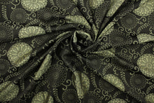 Load image into Gallery viewer, Winona is a beautiful floral print in bronze and brown.  The slight sheen adds to the beauty of the fabric.  Use this multi purpose fabric for drapery, pillows, bedding, placemats, home decor and light upholstery.  It is soft and durable and has a nice hand.
