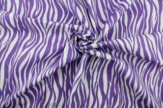 This fabric features striated stripes in purple and white.  The multi use fabric is perfect for window treatments, decorative pillows, custom cushions, bedding, light duty upholstery applications and almost any craft project.  It has a soft workable feel yet is stable and durable.  