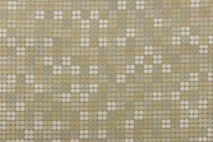 This fabric features tiny circles in varying shades of beige, and taupe and light gold and is perfect for your upholstery needs.  Uses include cushions, pillows, ottomans, headboards, and home decor.  