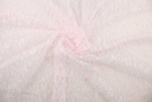 Load image into Gallery viewer,  This lace features a woven floral design in light pink.
